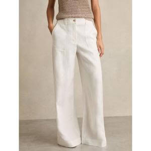 REISS ASHBY Linen Wide Leg Trousers